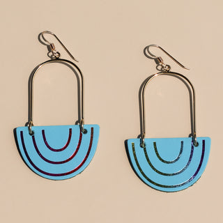 Rainbow Lagoon Isla Hoop Leather Earrings