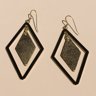 Gold Satin Kori Diamond Leather Earrings