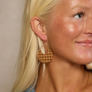 London Tan Quilted Nina Leather Drop Earrings