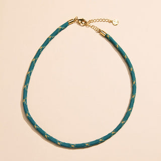 Metallic Teal Minimalist Cord Necklace