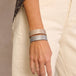 Gray Metallic Lattice Thin Leather Cuff Bracelet