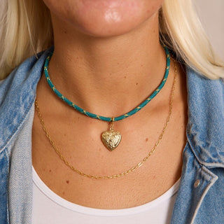 Metallic Teal Minimalist Cord Necklace