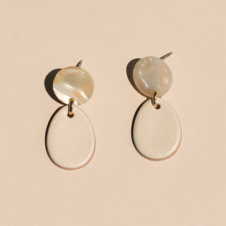 Ecru Mia Mini Drop Leather Earrings