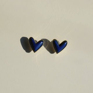 Navy Stone Sweetheart Studs