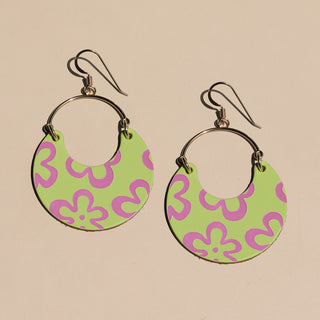 Chartreuse Bloomscape Nina Leather Hoop Earrings