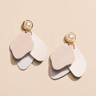 Pearl Shimmer Dixie Leather Drop Earrings