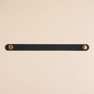 Pebbled Black Thin Leather Cuff Bracelet