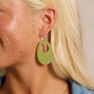 Pistachio Cardigan Basic Olivia Leather Hoop Earrings