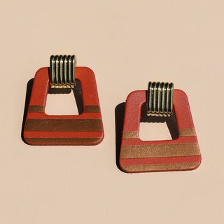 Orange Rally Stripe Avery Doorknocker Earrings