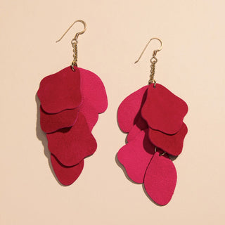 Raspberry Suede Florence Leather Dangle Earrings