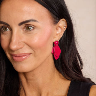 Raspberry Suede Dixie Leather Drop Earrings