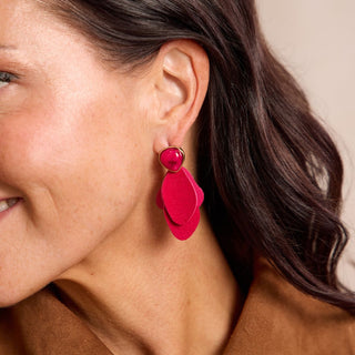Raspberry Suede Dixie Leather Drop Earrings