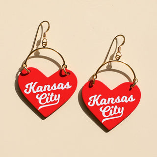 Red KC Lover Heart Hoop Earrings