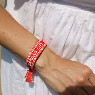 Red KC Woven Canvas Bracelet