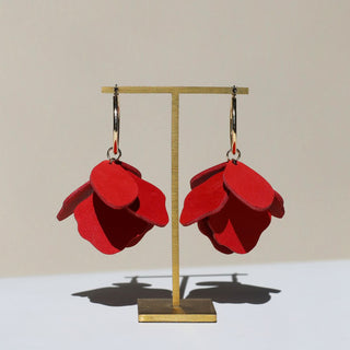 Ruby Red Margot Petal Hoop Earrings