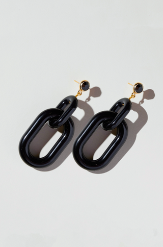 Black Bianca Acrylic Chain Earrings