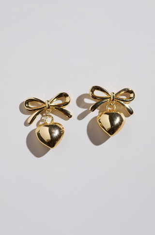 Bow & Heart Drop Earrings