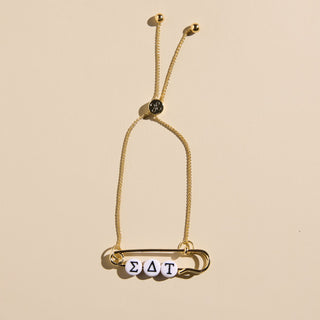 Sorority Safety Pin Bracelets - Nickel & Suede