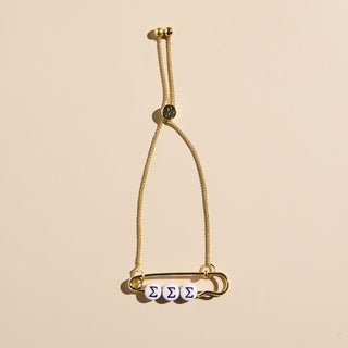 Sorority Safety Pin Bracelets - Nickel & Suede