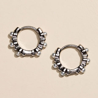 Silver Pearl Huggie Earrings