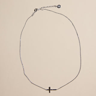 Silver Sideways Cross Necklace