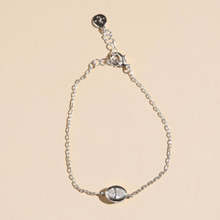 Silver CZ Bezel Waterproof Pendant Bracelet