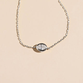 Silver CZ Bezel Waterproof Pendant Bracelet