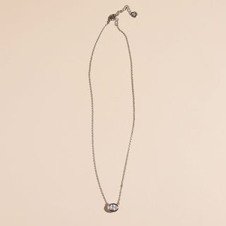 Silver CZ Bezel Waterproof Pendant Necklace