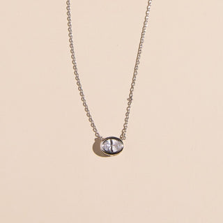 Silver CZ Bezel Waterproof Pendant Necklace