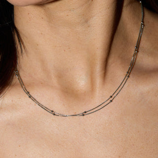 Silver Double Layer Saturn Chain Necklace