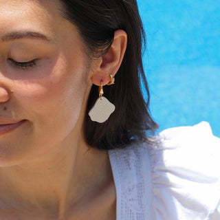 Soft Pearl Adella Shell Leather Statement Earring