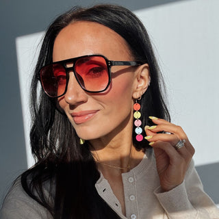 Multicolor Spring Confetti Sylvie Leather Dangle Earrings