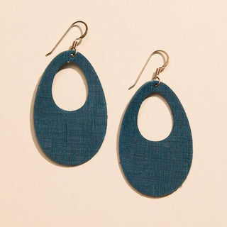 Stormy Teal Basic Olivia Leather Hoop Earrings