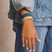 Stormy Teal Thin Leather Cuff Bracelet