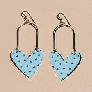 Mint Polkadot Sweetheart Heart Hoop Earrings