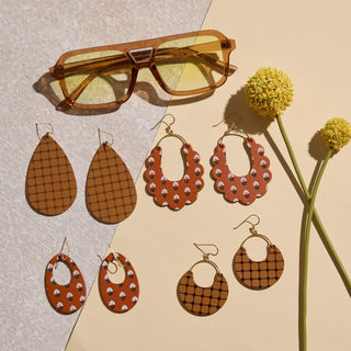 Terracotta Wallflower Basic Olivia Leather Hoop Earrings