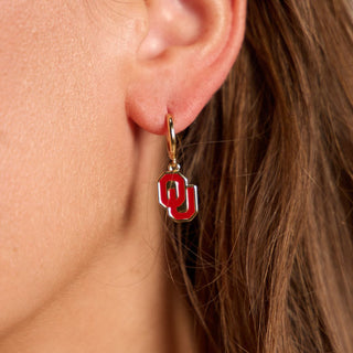 University of Oklahoma Logo Huggie Earrings