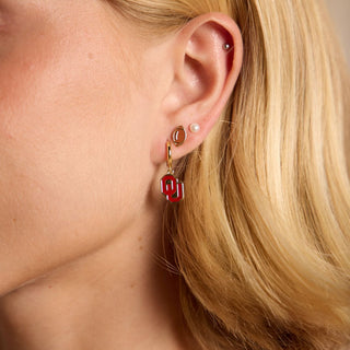 University of Oklahoma Logo Huggie Earrings