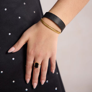 Afterglow Thin Leather Cuff Bracelet - Nickel & Suede