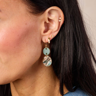 Agave Green Junie Mixed Media Leather Drop Earrings - Nickel & Suede