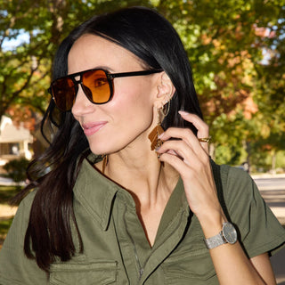 Amber Skye Sunglasses - Nickel & Suede