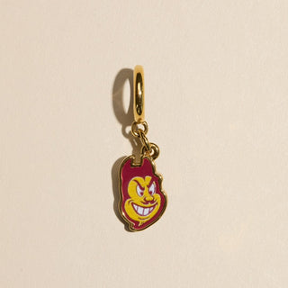 Arizona State University Sun Devil Charm - Nickel & Suede