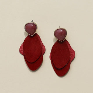 Auburn Suede Dixie Leather Drop Earrings - Nickel & Suede