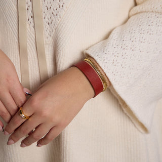 Auburn Thin Leather Cuff Bracelet - Nickel & Suede