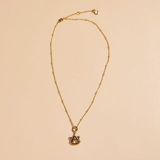 Auburn University Charm Necklace - Nickel & Suede