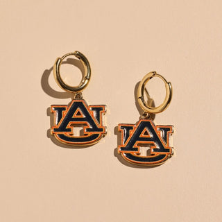 Auburn University Huggie Earrings - Nickel & Suede