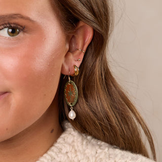 Basil Auden Pearl Drop Earrings - Nickel & Suede