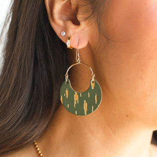 Basil Gold Brushed Nina Leather Hoop Earrings - Nickel & Suede