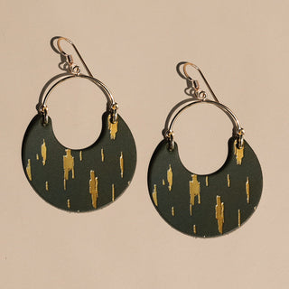 Basil Gold Brushed Nina Leather Hoop Earrings - Nickel & Suede