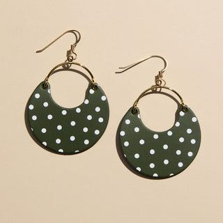 Basil Polka Dot Nina Leather Hoop Earrings - Nickel & Suede